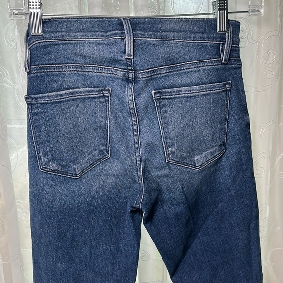 Frame Denim Jeans Women 25 Le Skinny de Jeanne Mid Rise distressed Blue Med Wash - Picture 3 of 16
